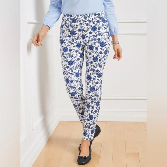 TALBOTS CHATHAM ANKLE PANTS - VIBRANT FLORAL SZ 16 - Picture 1 of 8
